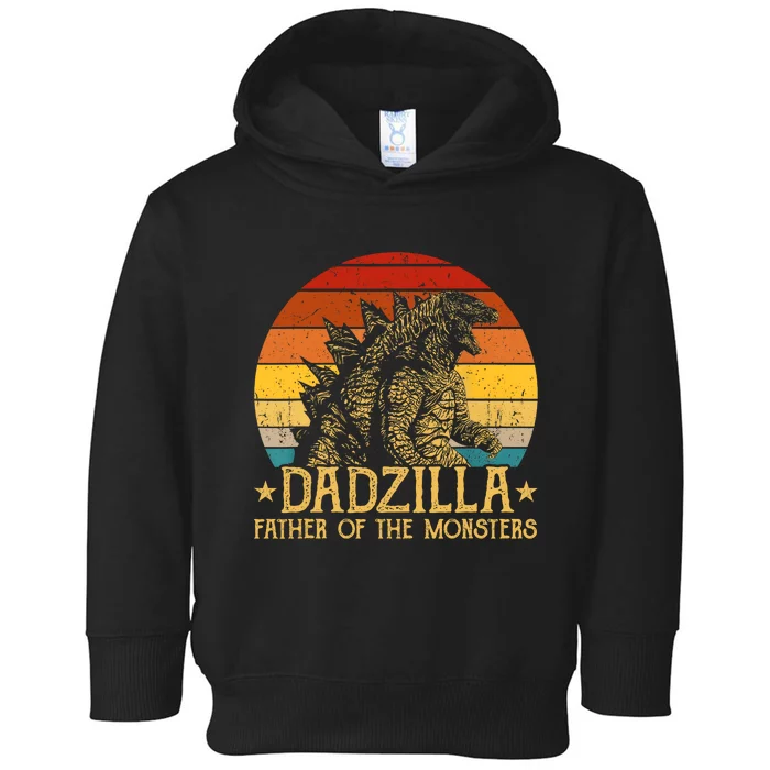 Dadzilla Father Of The Monsters Retro Vintage Sunset Toddler Hoodie