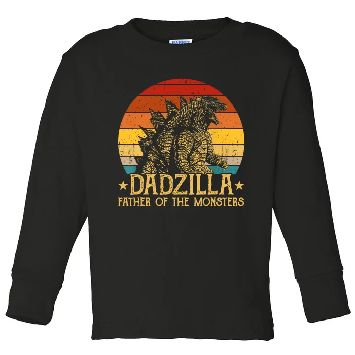 Dadzilla Father Of The Monsters Retro Vintage Sunset Toddler Long Sleeve Shirt