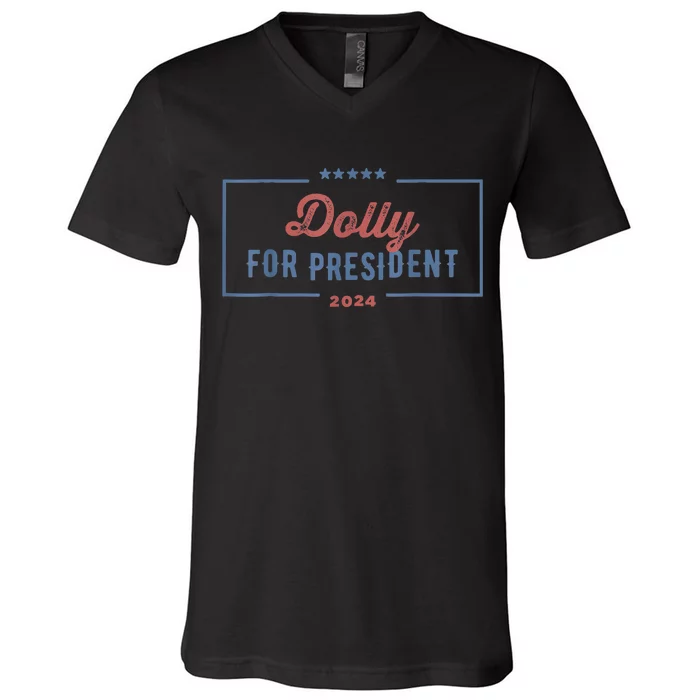 Dolly For President 2024 Retro V-Neck T-Shirt