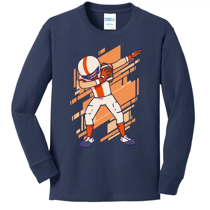 Dabbing Football Player American Football Sports Fan Dance Kids Long Sleeve Shirt