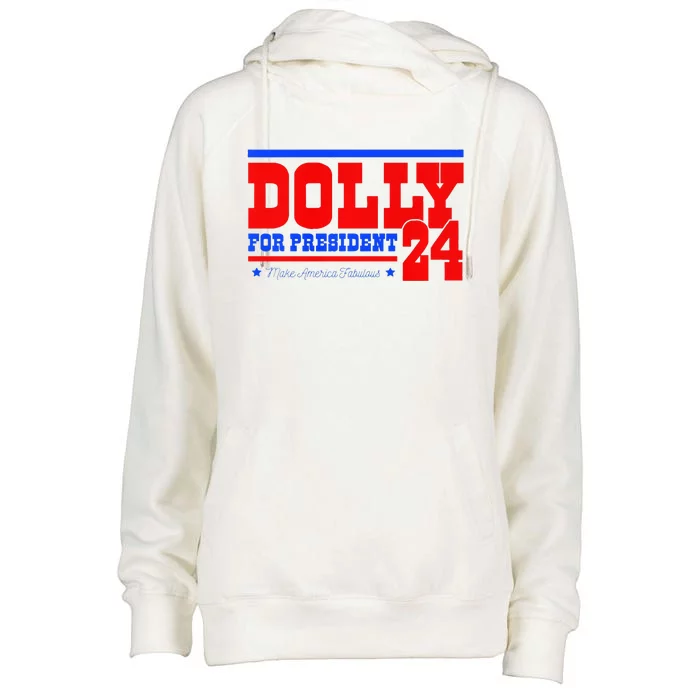 Dolly For President Premium Womens Funnel Neck Pullover Hood