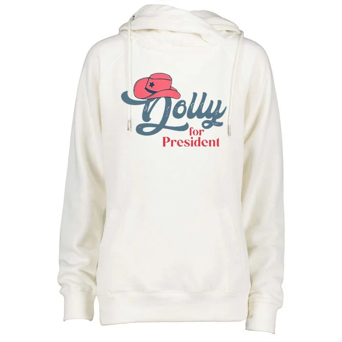 Dolly For President Womens Funnel Neck Pullover Hood