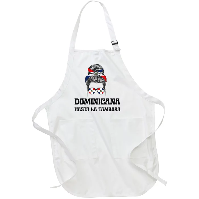 Dominicana Flag Pride RD Dominican Republic  Quote Full-Length Apron With Pocket