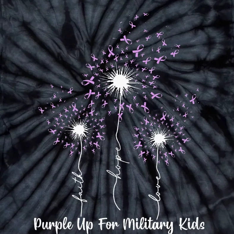 Dandelion Flower Purple Up For Military Month Tie-Dye T-Shirt