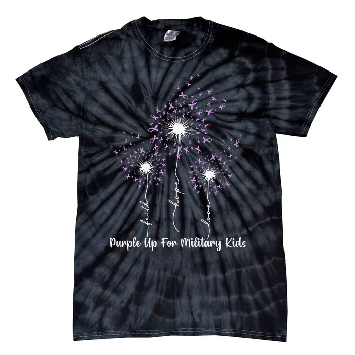 Dandelion Flower Purple Up For Military Month Tie-Dye T-Shirt