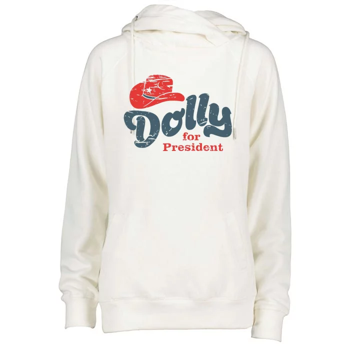 Dolly For President Womens Funnel Neck Pullover Hood