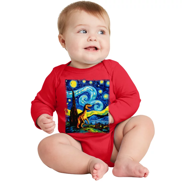 Dinosaur Fossils Paleontology Van Gogh Period Baby Long Sleeve Bodysuit