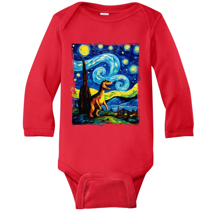 Dinosaur Fossils Paleontology Van Gogh Period Baby Long Sleeve Bodysuit