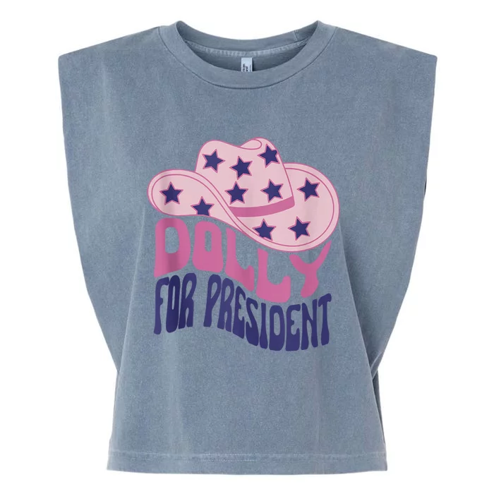 Dolly For President Personalized Dolly First Name Pink Cowboy Hat Garment-Dyed Women's Muscle Tee