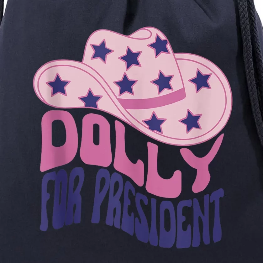 Dolly For President Personalized Dolly First Name Pink Cowboy Hat Drawstring Bag