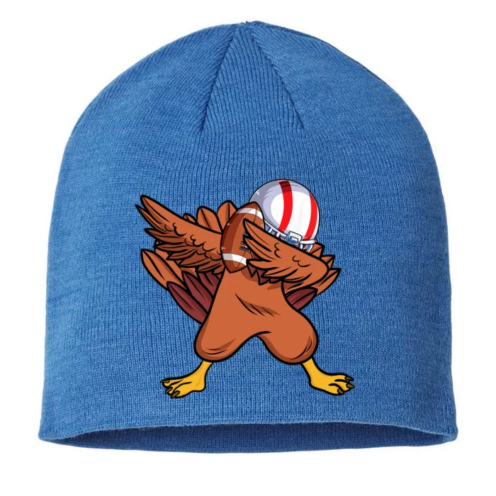 Dabbing Football Player Dabbing Turkey Thanksgiving Cool Gift 8 1/2in Sustainable Knit Beanie