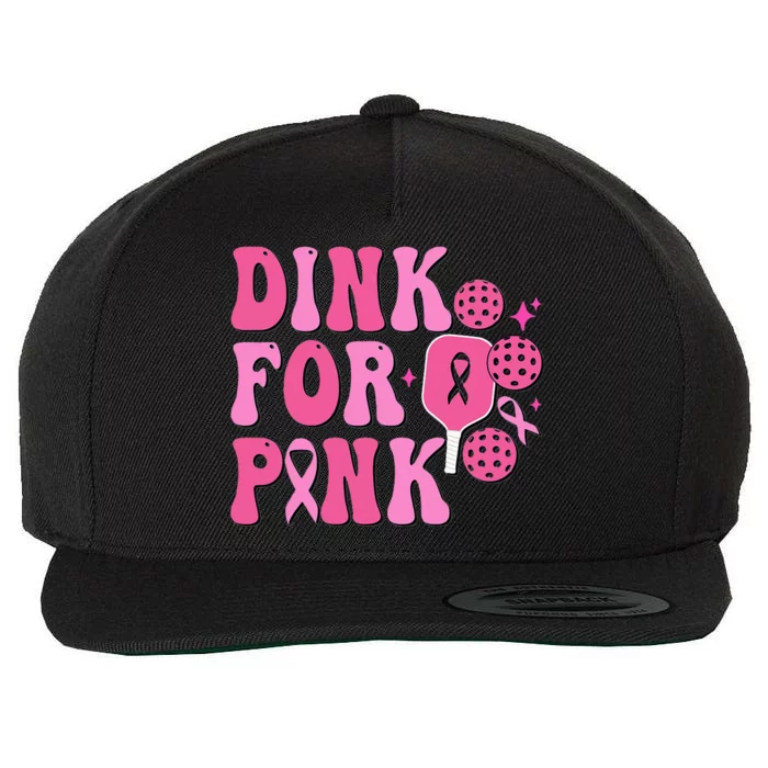 Dink For P.I.N.K Breast Cancer Awareness Pickleball Ribbon Wool Snapback Cap