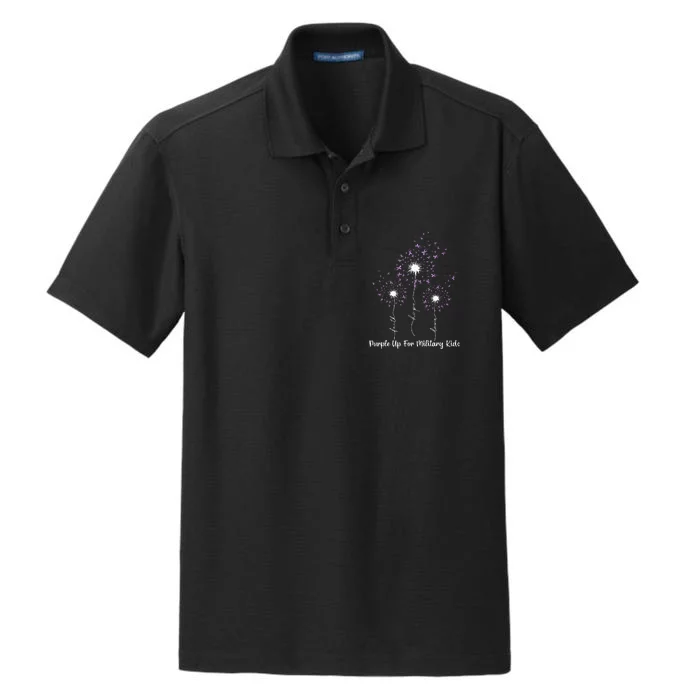 Dandelion Flower Purple Up For Military Dry Zone Grid Performance Polo