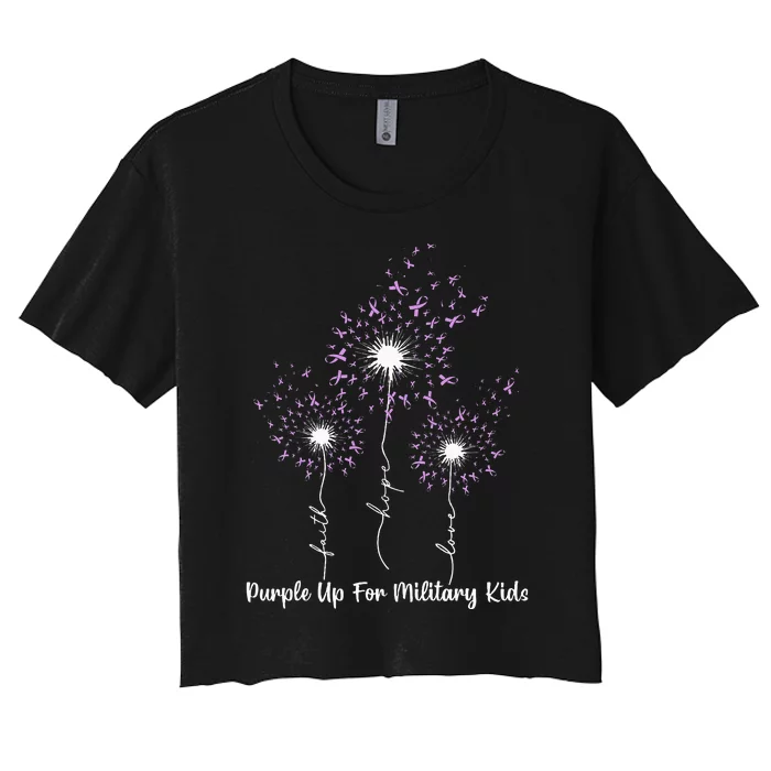 Dandelion Flower Purple Up For Military Women's Crop Top Tee