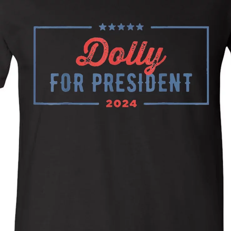 Dolly For President 2024 Retro V-Neck T-Shirt