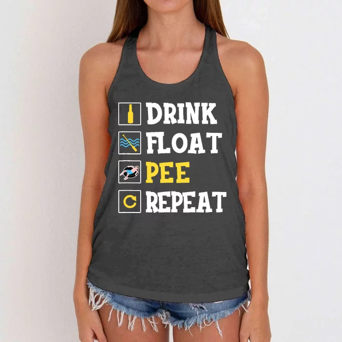 Drink Float Pee Repeat Funny Float Trip Tubing Canoeing Women's Knotted Racerback Tank