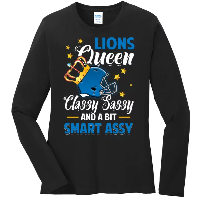 Detroit Football Queen Classy Sassy And A Bit Smart Assy Ladies Long Sleeve Shirt