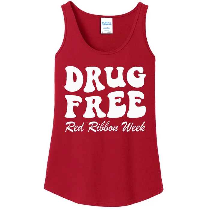 Drug Free Red Ribbon Week Awareness Say No To Drugs Wear Red Ladies Essential Tank