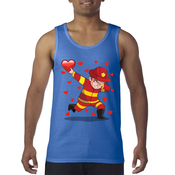 Dabbing Firefighter Red Heart Love Valentines Day Lover Gift Cool Gift Tank Top