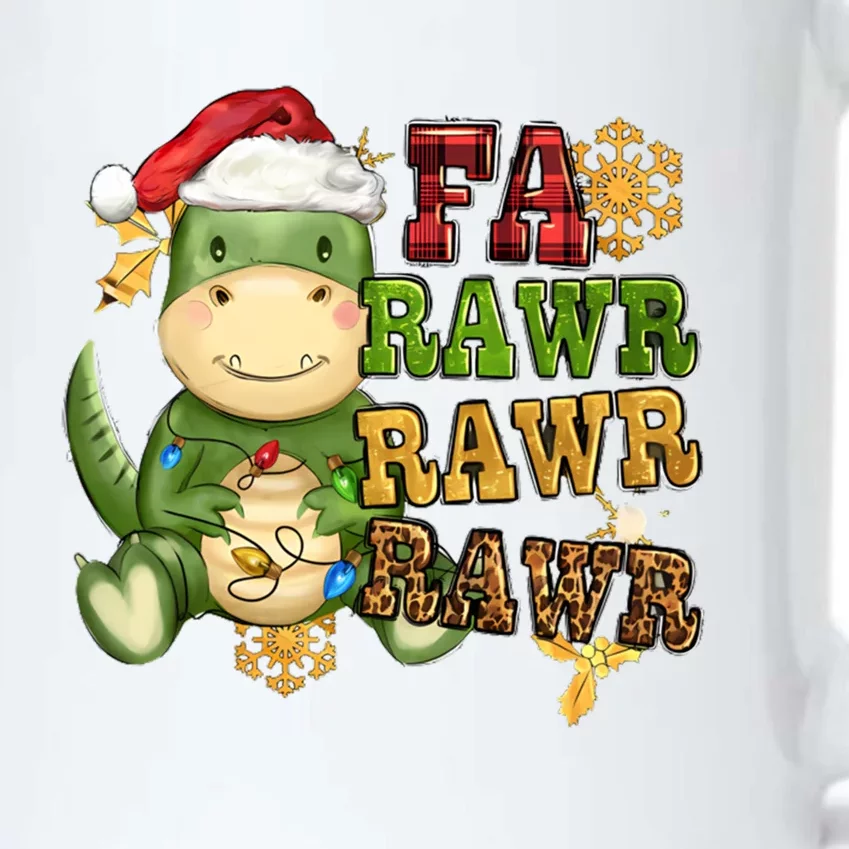 Dinosaur Fa Ra Ra Ra Rawr Trex Santa Hat Christmas Pajamas Gift Black Color Changing Mug