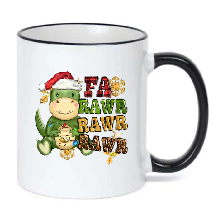 Dinosaur Fa Ra Ra Ra Rawr Trex Santa Hat Christmas Pajamas Gift Black Color Changing Mug