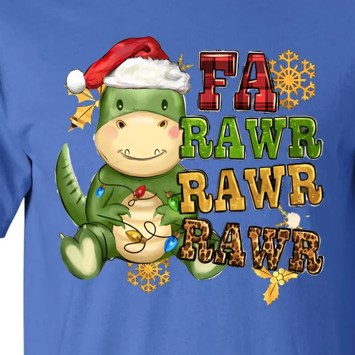 Dinosaur Fa Ra Ra Ra Rawr Trex Santa Hat Christmas Pajamas Gift Tall T-Shirt