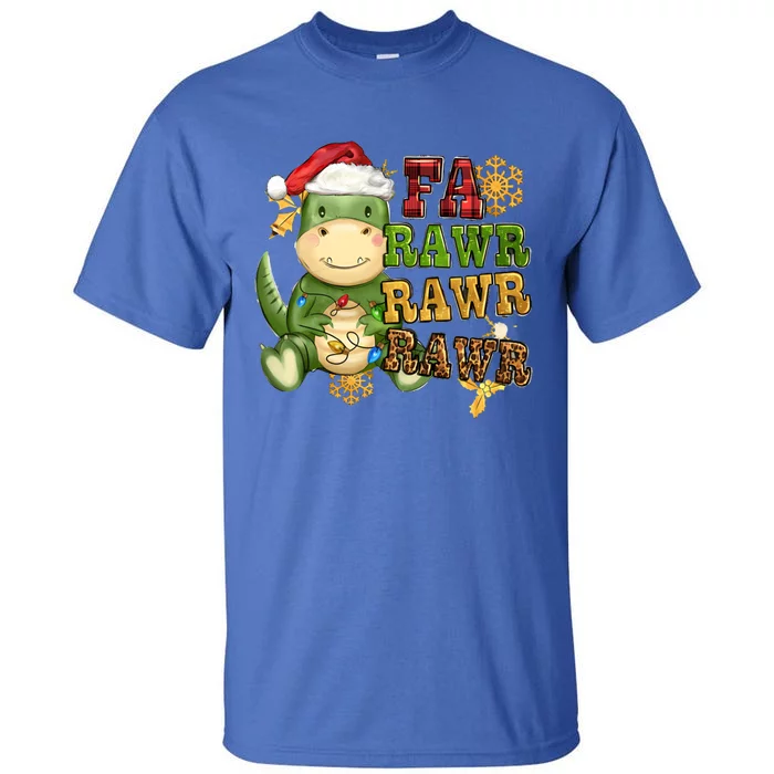 Dinosaur Fa Ra Ra Ra Rawr Trex Santa Hat Christmas Pajamas Gift Tall T-Shirt