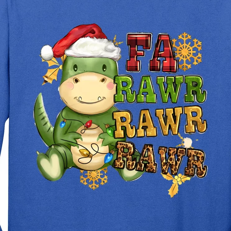 Dinosaur Fa Ra Ra Ra Rawr Trex Santa Hat Christmas Pajamas Gift Tall Long Sleeve T-Shirt