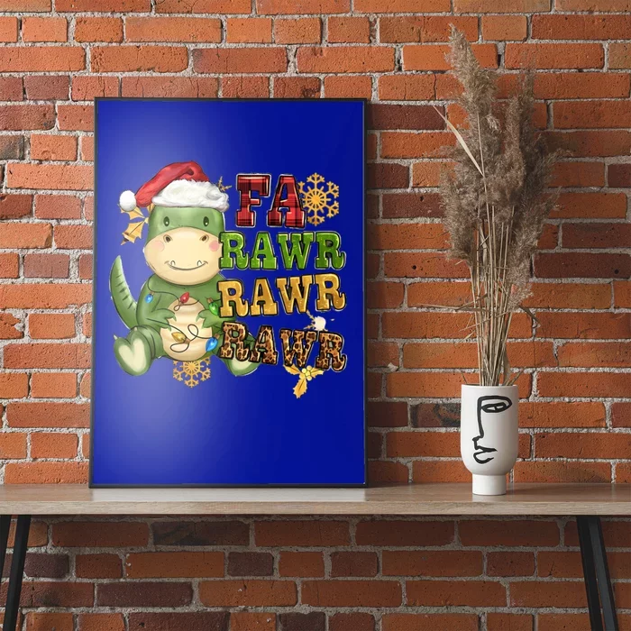 Dinosaur Fa Ra Ra Ra Rawr Trex Santa Hat Christmas Pajamas Gift Poster