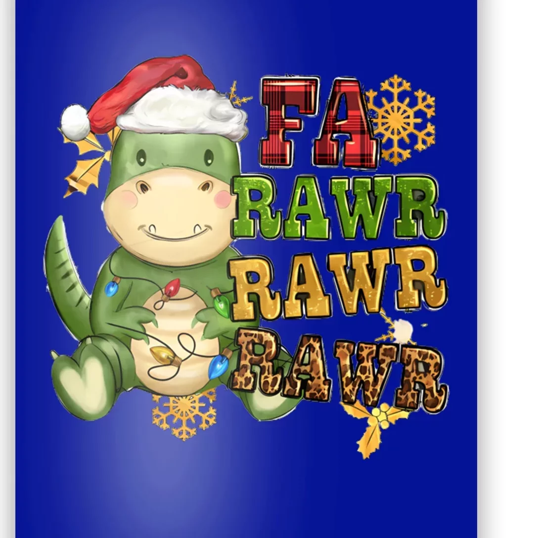 Dinosaur Fa Ra Ra Ra Rawr Trex Santa Hat Christmas Pajamas Gift Poster