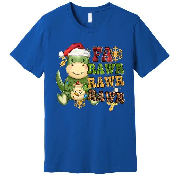 Dinosaur Fa Ra Ra Ra Rawr Trex Santa Hat Christmas Pajamas Gift Premium T-Shirt