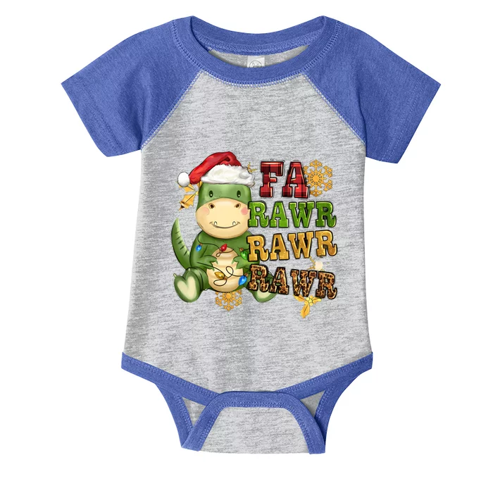 Dinosaur Fa Ra Ra Ra Rawr Trex Santa Hat Christmas Pajamas Gift Infant Baby Jersey Bodysuit