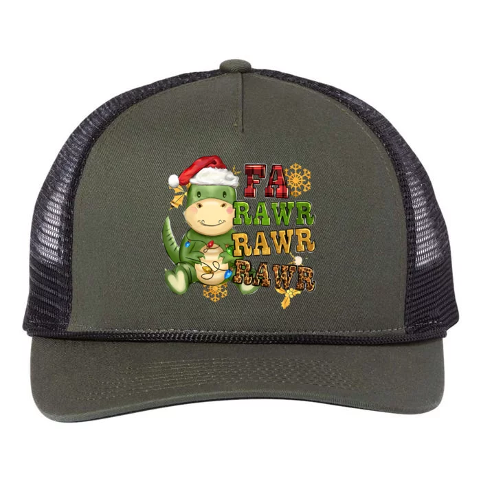 Dinosaur Fa Ra Ra Ra Rawr Trex Santa Hat Christmas Pajamas Gift Retro Rope Trucker Hat Cap