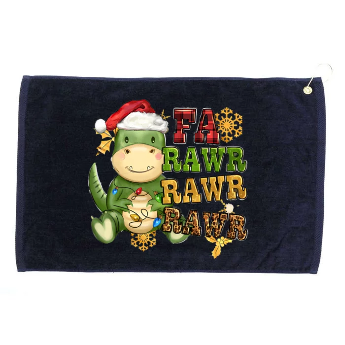 Dinosaur Fa Ra Ra Ra Rawr Trex Santa Hat Christmas Pajamas Gift Grommeted Golf Towel