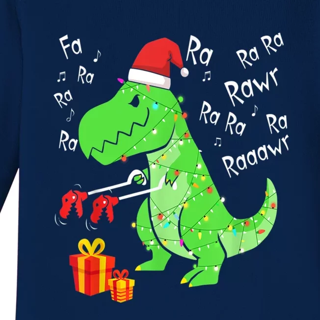 Dinosaur Fa Ra Ra Ra Rawr Trex Funny Christmas Xmas Gift Baby Long Sleeve Bodysuit