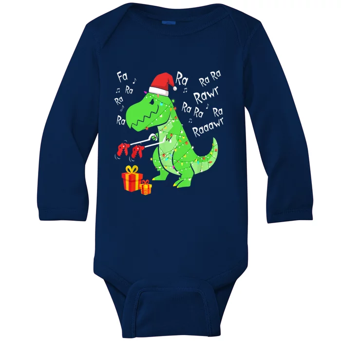 Dinosaur Fa Ra Ra Ra Rawr Trex Funny Christmas Xmas Gift Baby Long Sleeve Bodysuit