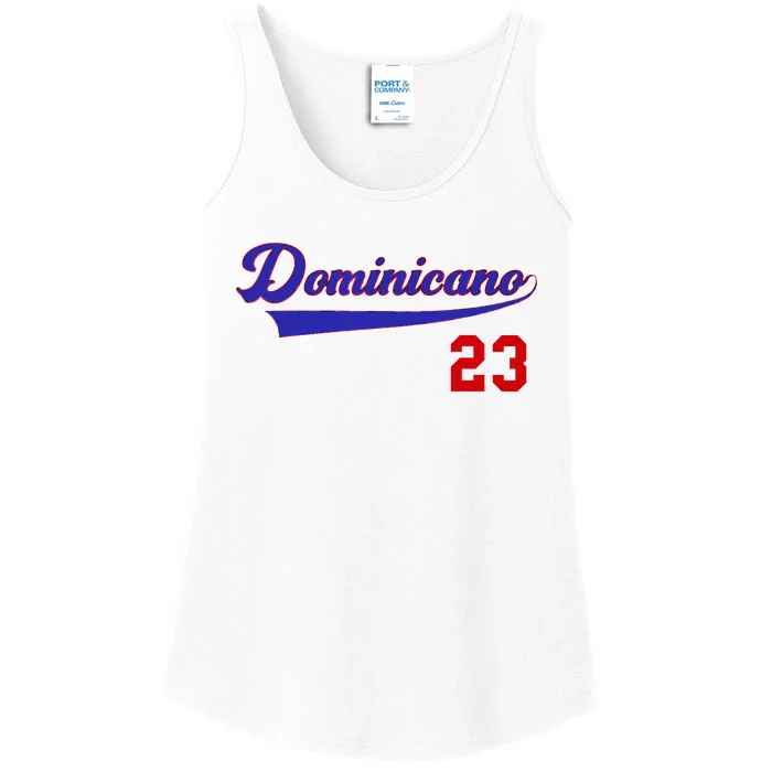 Dominicano Flag Rd Dominican Republic Baseball Jersey Ladies Essential Tank