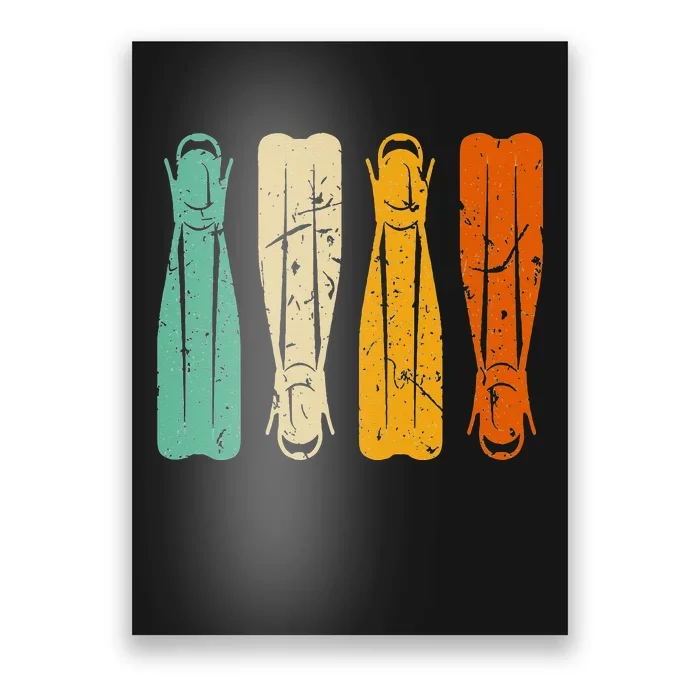 Diving Fins Retro Scuba Diving Snorkeling Diver Vintage Poster