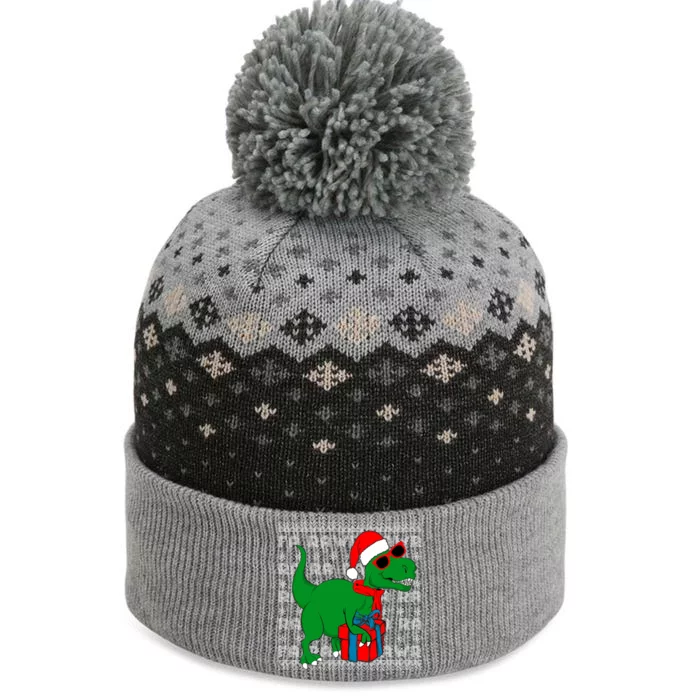 Dinosaur Fa Rawr Rawr T Rex Santa Ugly Xmas Funny Holiday Gift The Baniff Cuffed Pom Beanie