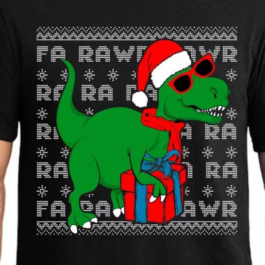 Dinosaur Fa Rawr Rawr T Rex Santa Ugly Xmas Funny Holiday Gift Pajama Set