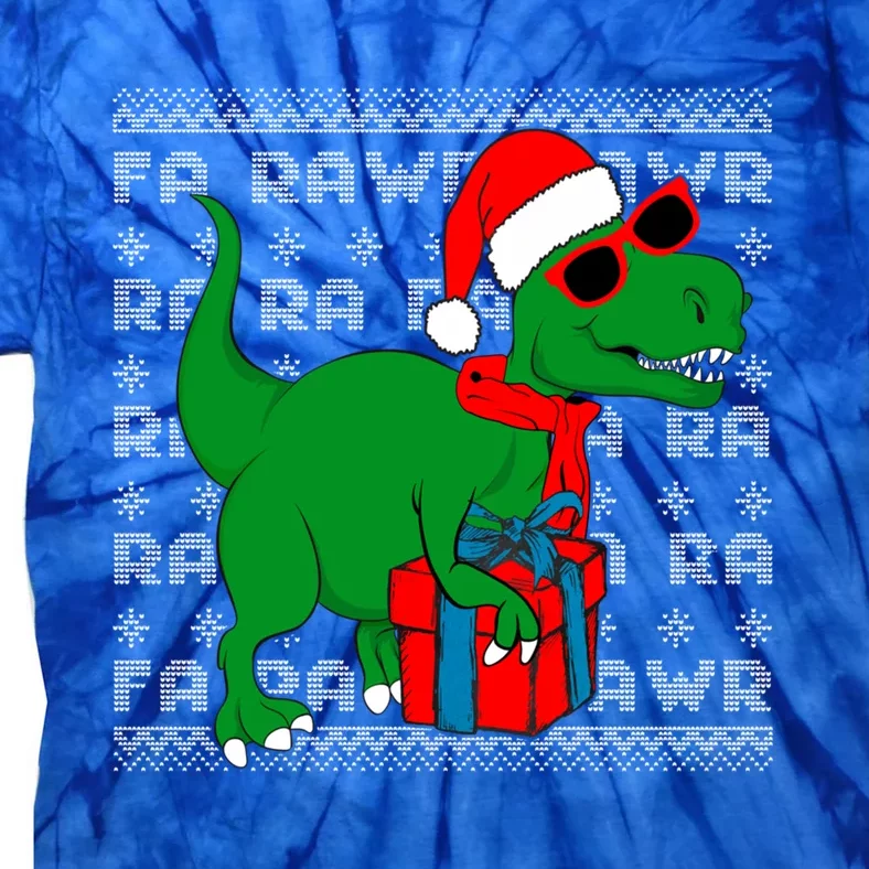 Dinosaur Fa Rawr Rawr T Rex Santa Ugly Xmas Funny Holiday Gift Tie-Dye T-Shirt