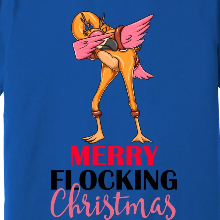 Dabbing Flamingo Reindeer Merry Flocking Christmas Pun Gift Premium T-Shirt