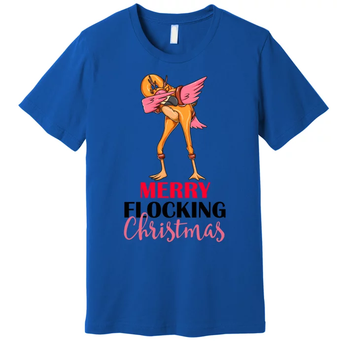 Dabbing Flamingo Reindeer Merry Flocking Christmas Pun Gift Premium T-Shirt