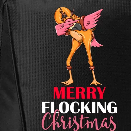 Dabbing Flamingo Reindeer Merry Flocking Christmas Pun Cute Gift City Backpack