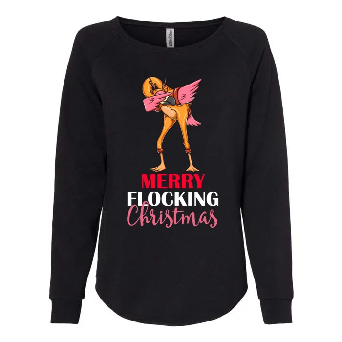 Dabbing Flamingo Reindeer Merry Flocking Christmas Pun Cute Gift Womens California Wash Sweatshirt