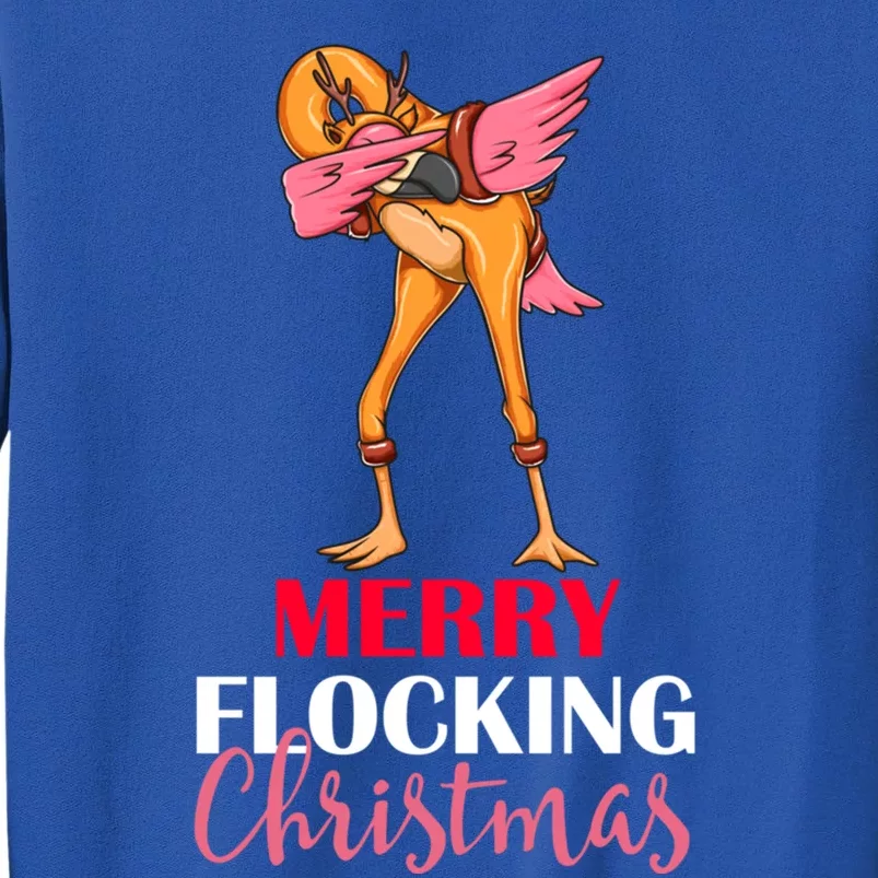 Dabbing Flamingo Reindeer Merry Flocking Christmas Pun Cute Gift Tall Sweatshirt