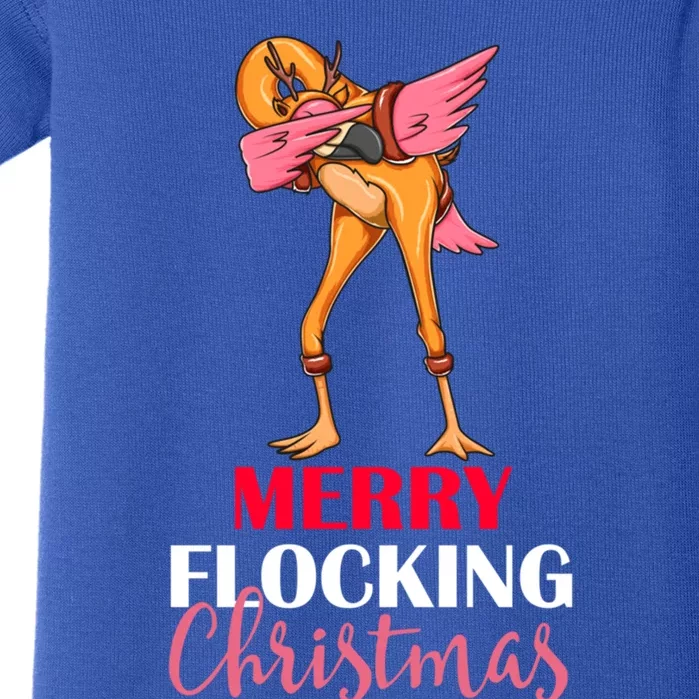 Dabbing Flamingo Reindeer Merry Flocking Christmas Pun Cute Gift Baby Bodysuit