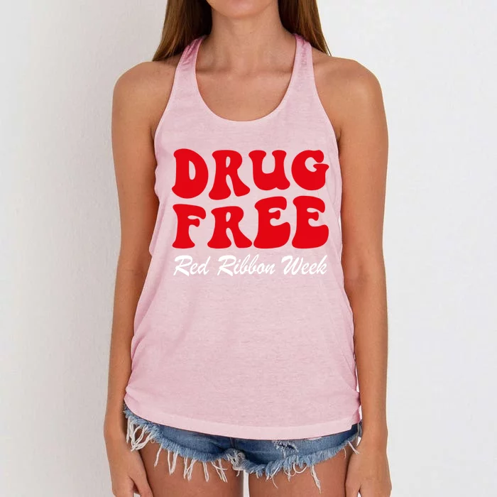 Drug Free Red Ribbon Week Awareness Say No To Drugs Wear Red Gift Women's Knotted Racerback Tank