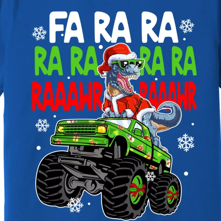 Dino Fa Ra Ra Rawr Dinosaur Monster Truck Christmas Xmas Gift Premium T-Shirt