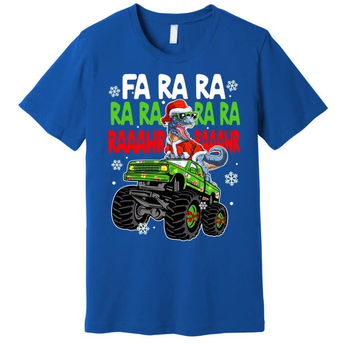 Dino Fa Ra Ra Rawr Dinosaur Monster Truck Christmas Xmas Gift Premium T-Shirt